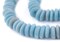 The Bead Chest Ashanti Fair Trade Glass Saucer Beads - African Tribal Ethnic Disk Rondelle Spacers (Baby Blue)